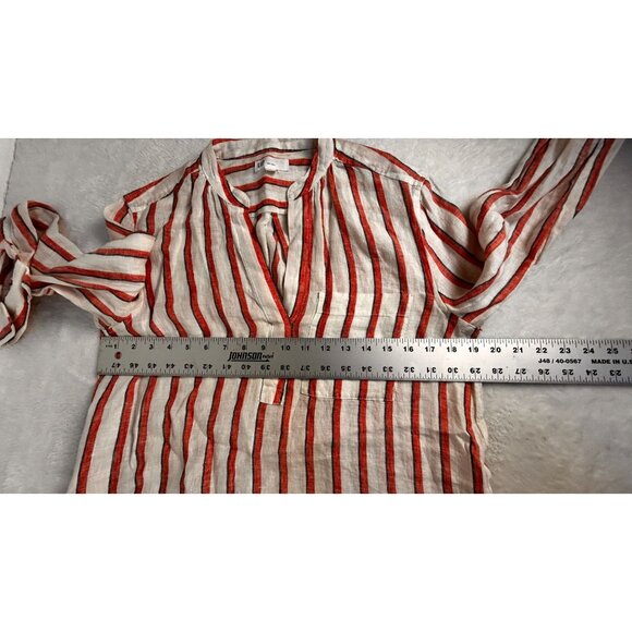 Gap Womens 100% Linen Striped Long Sleeve Blouse Top Small Red & White NWOT - Picture 6 of 7